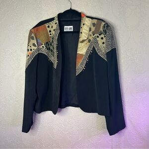 Black and Gold Women's Jacket City Girl Nancy Bolen xl animal